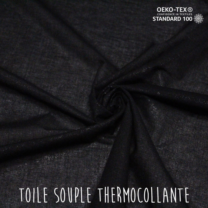 Toile thermocollante souple noire 100% coton - Oeko-Tex - tissuspapi