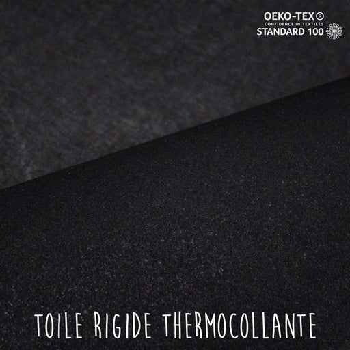 Toile thermocollante rigide noire 100% coton - Oeko-Tex - tissuspapi