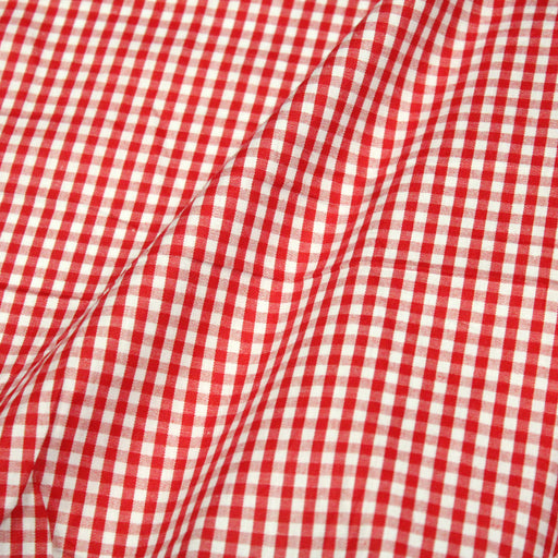 Tissu popeline de coton VICHY rouge & blanc à carreaux 3mm - OEKO-TEX® - tissuspapi