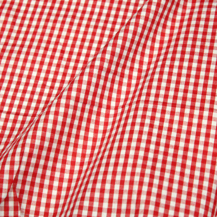Tissu popeline de coton VICHY rouge & blanc à carreaux 3mm - OEKO-TEX® - tissuspapi