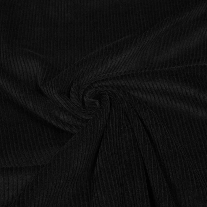 Tissu velours côtelé grosses côtes 100% coton noir - OEKO-TEX®