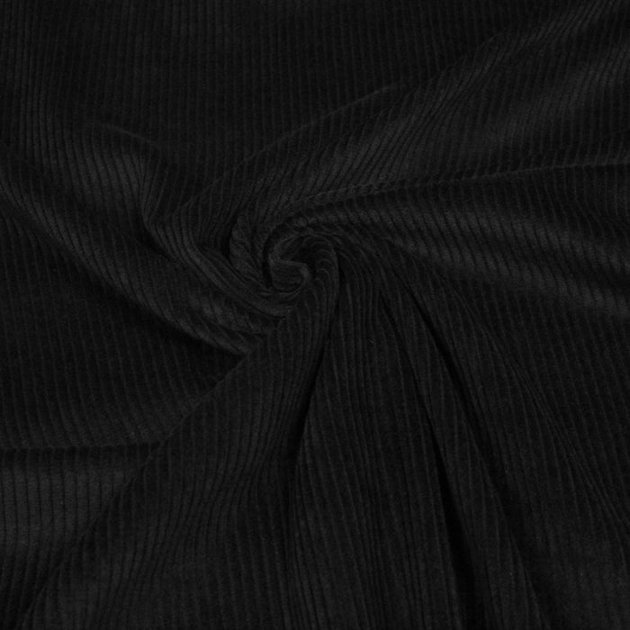 Tissu velours côtelé grosses côtes 100% coton noir - OEKO-TEX®