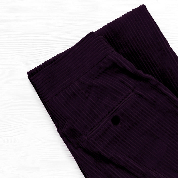 Tissu velours côtelé grosses côtes 100% coton violet aubergine - OEKO-TEX®