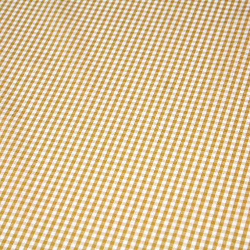 Tissu popeline de coton VICHY jaune moutarde & blanc à carreaux 3mm - Oeko-Tex