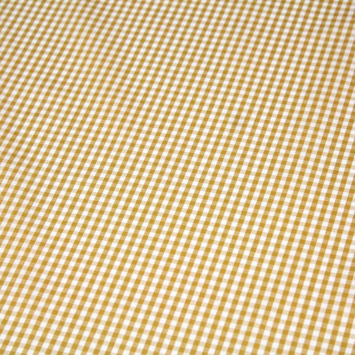 Tissu popeline de coton VICHY jaune moutarde & blanc à carreaux 3mm - Oeko-Tex