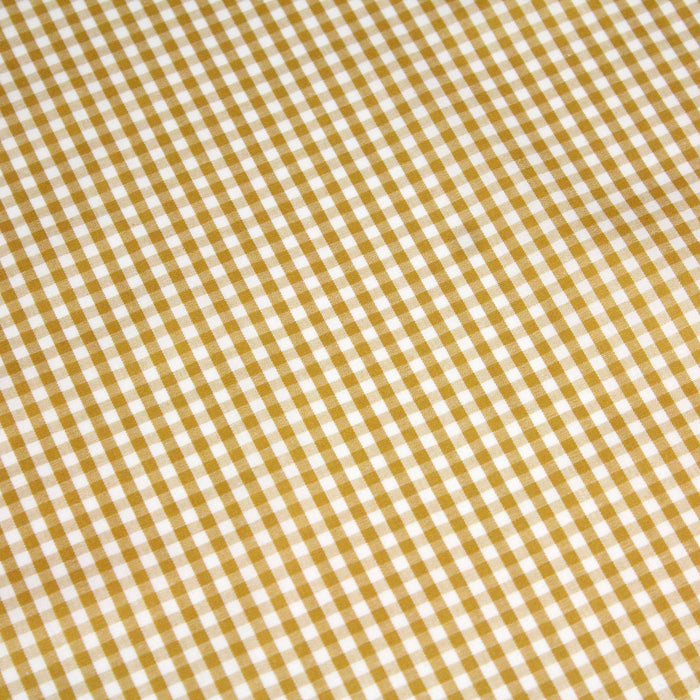 Tissu popeline de coton VICHY jaune moutarde & blanc à carreaux 3mm - Oeko-Tex