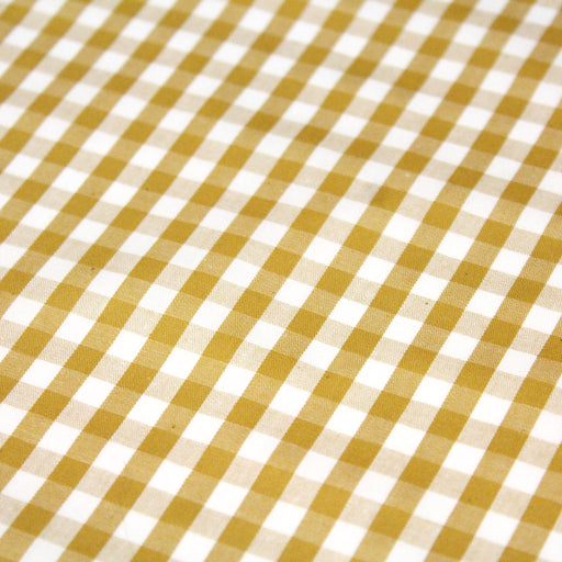 Tissu popeline de coton VICHY jaune moutarde & blanc à carreaux 6mm - OEKO-TEX® - tissuspapi