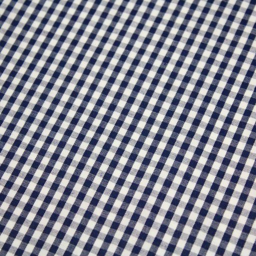 Tissu popeline de coton VICHY bleu marine & blanc à carreaux 3mm - OEKO-TEX® - tissuspapi