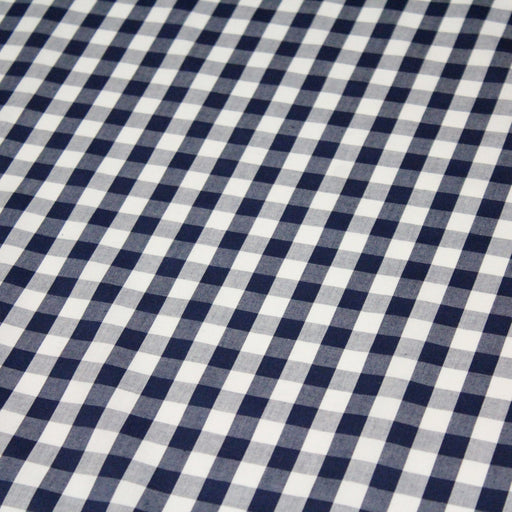 Tissu popeline de coton VICHY bleu marine & blanc à carreaux 1cm - OEKO-TEX® - tissuspapi