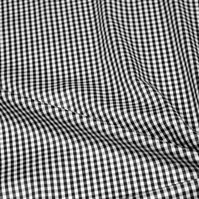 Tissu popeline de coton VICHY noir & blanc à carreaux 3mm - Oeko-Tex