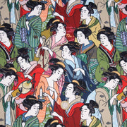 Tissu gabardine coton imprimée motif japonais GEISHA - 280gr - m2 - TissusPapi.com
