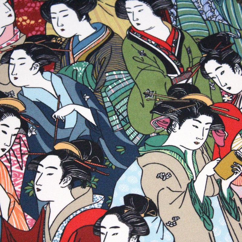 Tissu gabardine coton imprimée motif japonais GEISHA - 280gr - m2 - TissusPapi.com
