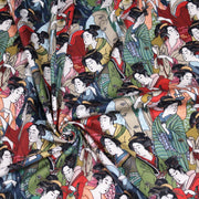 Tissu gabardine coton imprimée motif japonais GEISHA - 280gr - m2 - TissusPapi.com