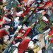 Tissu gabardine de coton LUXE / sergé de coton au motif japonais de Geisha, multicolore - 280gr/m2 - Fabrication française