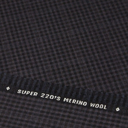 Tissu draperie de laine super 220's 100% laine mérinos à carreaux aubergine, noir & bleu - tissuspapi