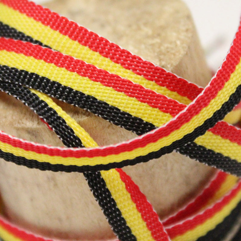 Ruban tricolore belge drapeau tricolore noir jaune rouge 10mm - TissusPapi.com