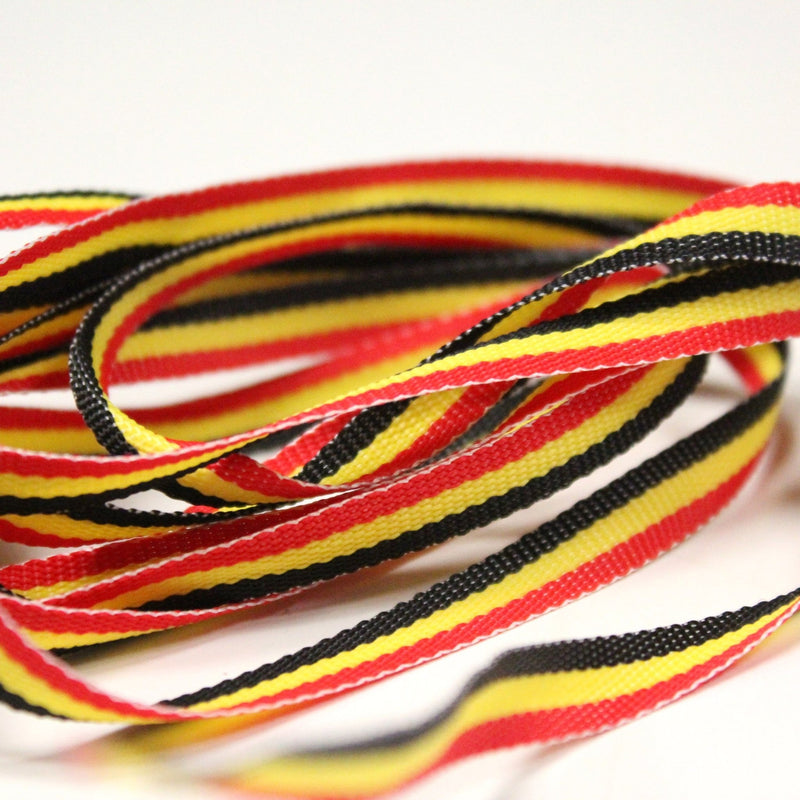 Ruban tricolore belge drapeau tricolore noir jaune rouge 10mm - TissusPapi.com
