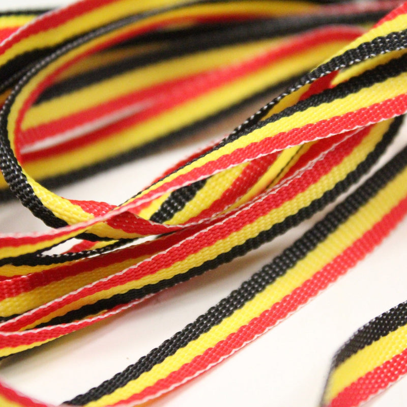 Ruban tricolore belge drapeau tricolore noir jaune rouge 10mm - TissusPapi.com