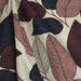 Tissu de coton demi-natté ameublement façon lin feuilles bleues et prunes, fond lin - tissuspapi