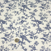 Tissu coton renforcé TOILE DE JOUY AUX MESANGES grande largeur 280cm : bleu, rouge, vert, gris - OEKO - TEX - TissusPapi.com