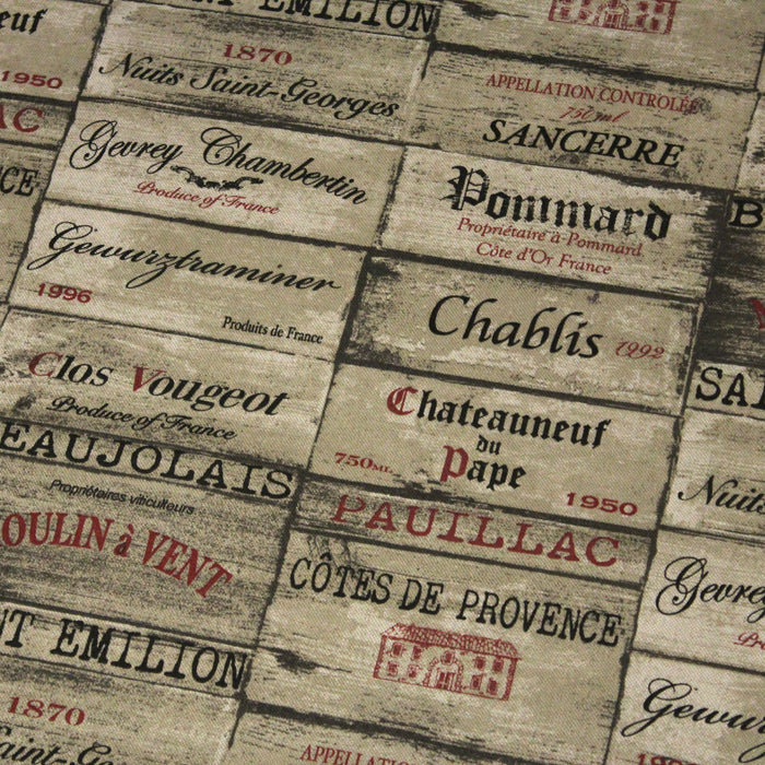 Tissu de coton demi-natté aux caisses de vin en bois - tissuspapi