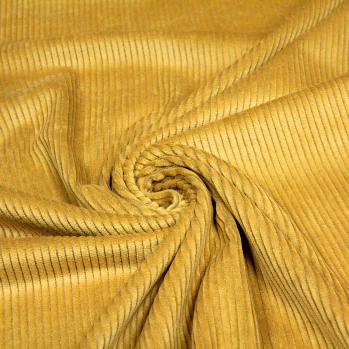Tissu velours côtelé grosses côtes 100% coton jaune ocre - OEKO-TEX®