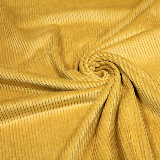 Tissu velours côtelé grosses côtes 100% coton jaune ocre - OEKO-TEX® - tissuspapi