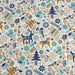 Tissu de coton de Noël scandinave aux motifs de Noël, tons bleus et ocres - Oeko-Tex - tissuspapi