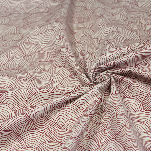 Tissu de coton façon lin motif traditionnel japonais des vagues rouges - Oeko-Tex - tissuspapi