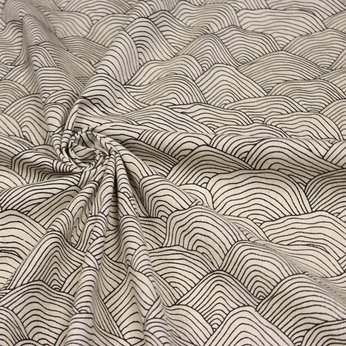 Tissu de coton façon lin motif traditionnel japonais aux feuilles de ginkgo  vertes sur fond lin - Oeko-Tex — Tissus Papi