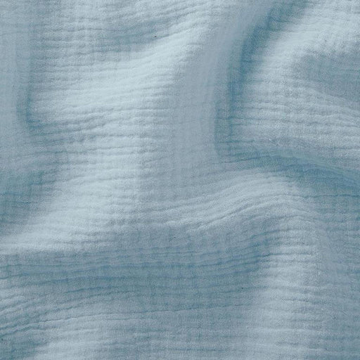 Tissu double gaze de coton gaufrée bleu baltique - Oeko-Tex - tissuspapi