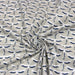 Tissu de coton motif traditionnel japonais TSURU aux grues bleues et blanches, fond gris clair - Oeko-Tex