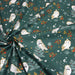 Tissu de coton COLLECTION NOËL, la jolie chouette et son houx, fond vert - Oeko-Tex - tissuspapi