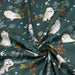 Tissu de coton COLLECTION NOËL, la jolie chouette et son houx, fond vert - Oeko-Tex - tissuspapi