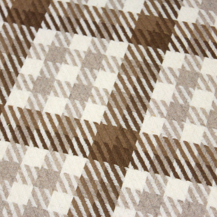 Tissu lainage tartan à carreaux caramel et écrus - Fabrication italienne - tissuspapi