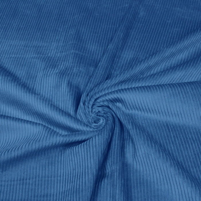 Tissu velours côtelé grosses côtes 100% coton bleu France - OEKO-TEX® - tissuspapi