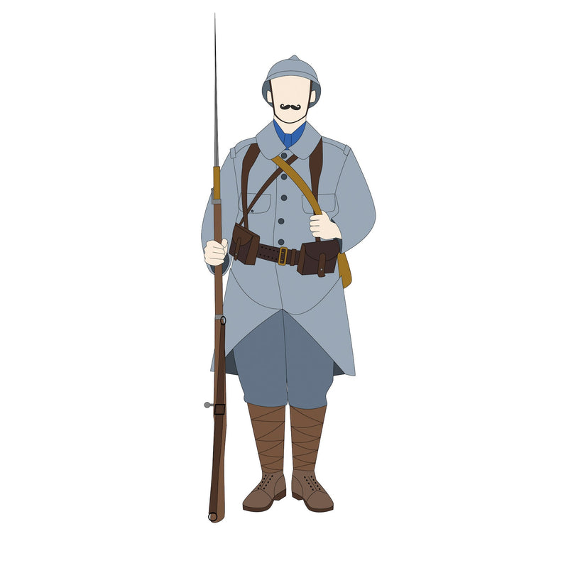 Tissu Drap de laine uni Bleu horizon "Armée française 1914 1918" - TissusPapi.com