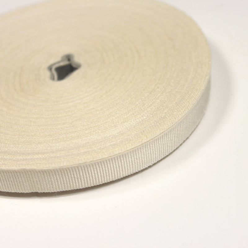 Ruban gros grain écru 12mm - Galette de 50 mètres - Fabrication française - TissusPapi.com