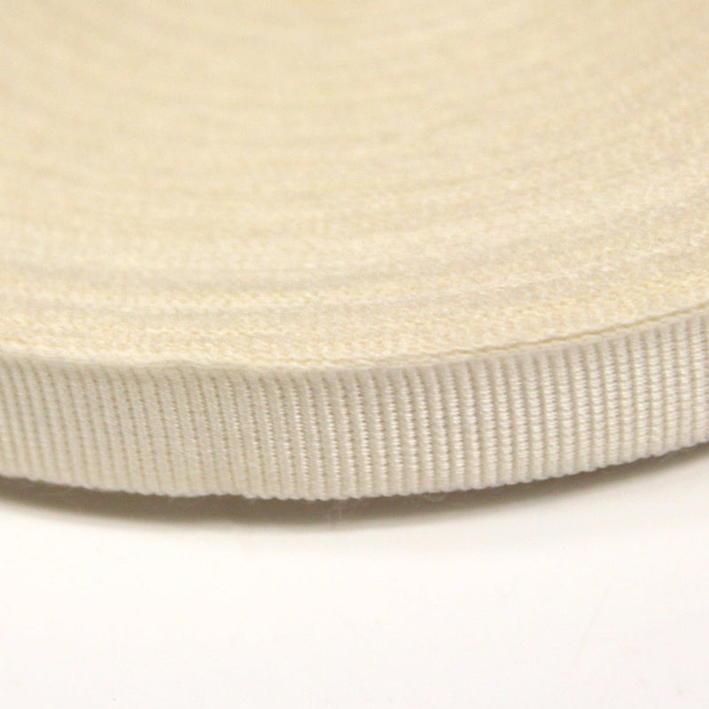 Ruban gros grain écru 12mm - Galette de 50 mètres - Fabrication française - TissusPapi.com