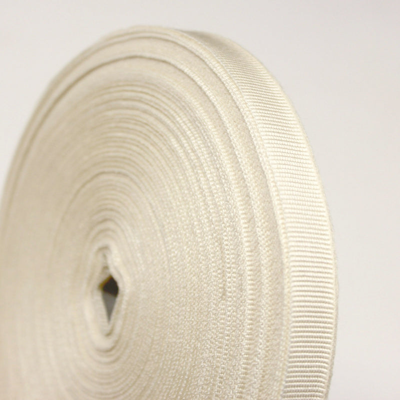 Ruban gros grain écru 12mm - Galette de 50 mètres - Fabrication française - TissusPapi.com