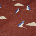 Tissu Matelassé coton motif japonais des grues tsuru, tons brique et bleus - Oeko-Tex - tissuspapi