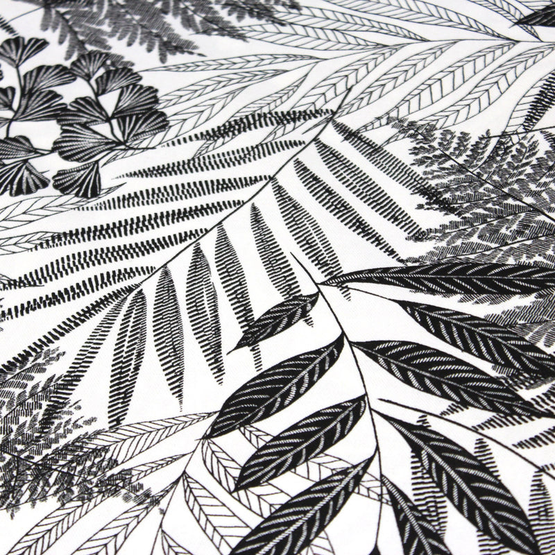Tissu de coton demi - natté tropical, grande largeur 280cm, motif noir & blanc - Oeko - Tex - TissusPapi.com