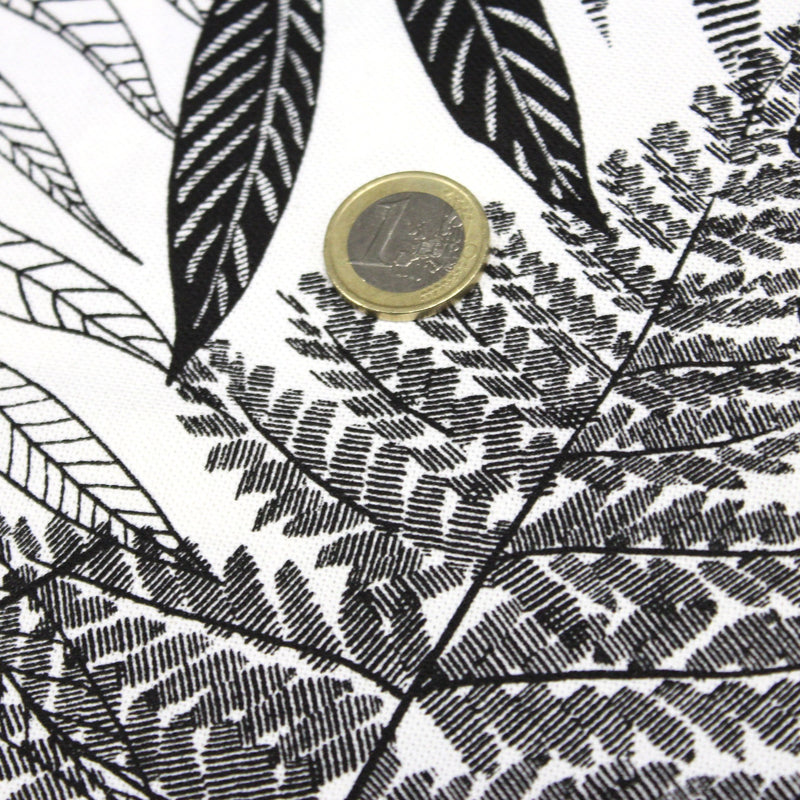 Tissu de coton demi - natté tropical, grande largeur 280cm, motif noir & blanc - Oeko - Tex - TissusPapi.com