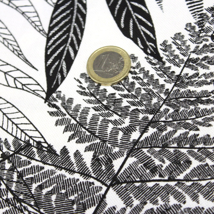 Tissu de coton demi-natté tropical, grande largeur 280cm, motif noir & blanc - Oeko-Tex - tissuspapi