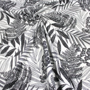 Tissu de coton demi - natté tropical, grande largeur 280cm, motif noir & blanc - Oeko - Tex - TissusPapi.com