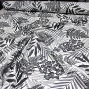 Tissu de coton demi - natté tropical, grande largeur 280cm, motif noir & blanc - Oeko - Tex - TissusPapi.com