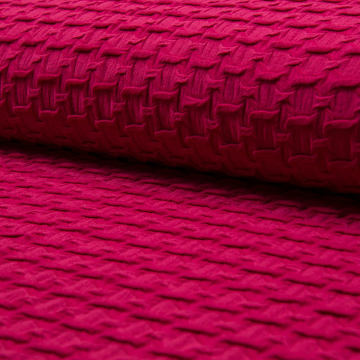 Tissu Jersey de viscose rose cyclamen uni et noeuds en reliefs - tissuspapi