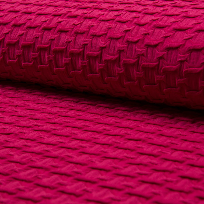 Tissu Jersey de viscose rose cyclamen uni et noeuds en reliefs - tissuspapi