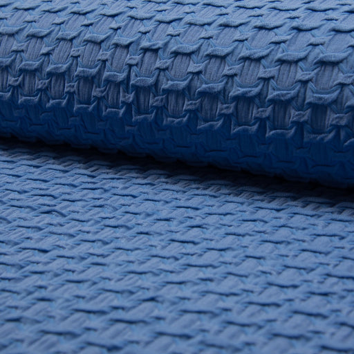 Tissu Jersey de viscose bleu électrique uni et nœuds en reliefs - tissuspapi
