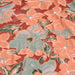 Tissu Jersey de viscose orange rouille aux fleurs vert amande & corail - tissuspapi